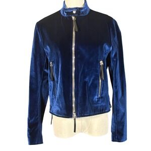 Giuseppe Zanotti Ofelia Women's Jacket Blue Velvet Long Sleeve Medium